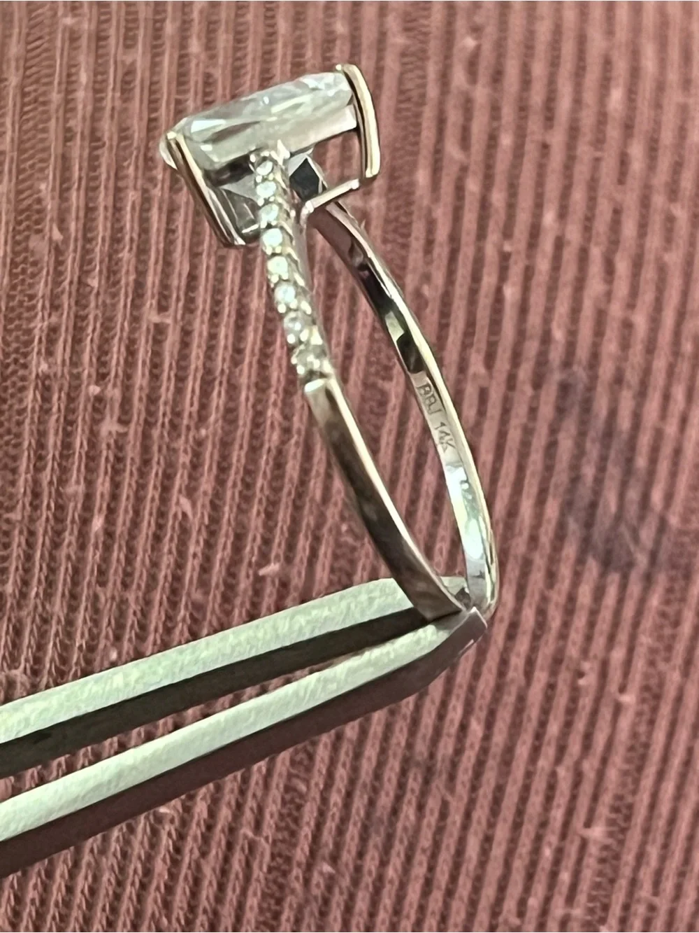 14k White Gold Pear-Shaped Moissanite Pavé Engagement Ring